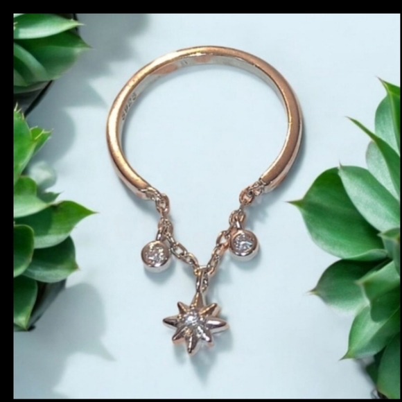 925 Sterling Silver Star Charm Ring - Picture 11 of 12